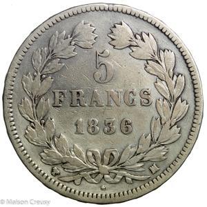 Louis Philippe 5 francs 1836 Marseille