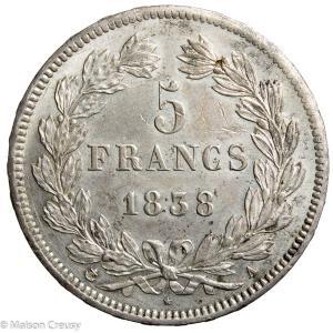 Louis Philippe 5 francs 1838 Paris