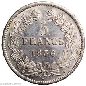 Louis Philippe 5 francs 1836 Paris