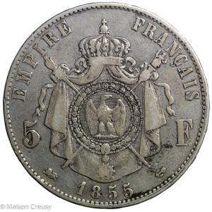 Napoleon III 5 francs 1855 Lyon