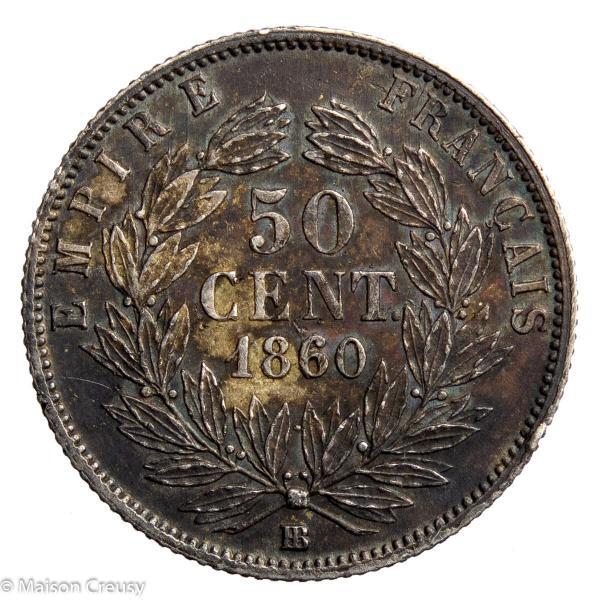 Napoléon III 50 centimes 1860 Strasbourg bee