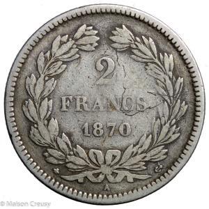2 francs 1870 Paris no motto