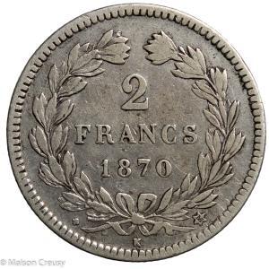 2 francs 1870 Bordeaux not motto