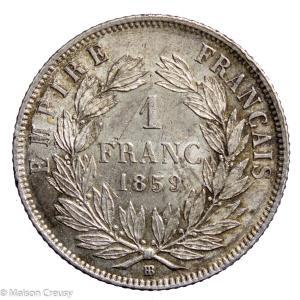 Napoleon III 1 franc 1859 Strasbourg