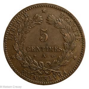 Third Republic 5 centimes Ceres 1875 Paris