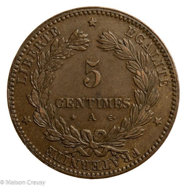 Third Republic 5 centimes Ceres 1875 Paris