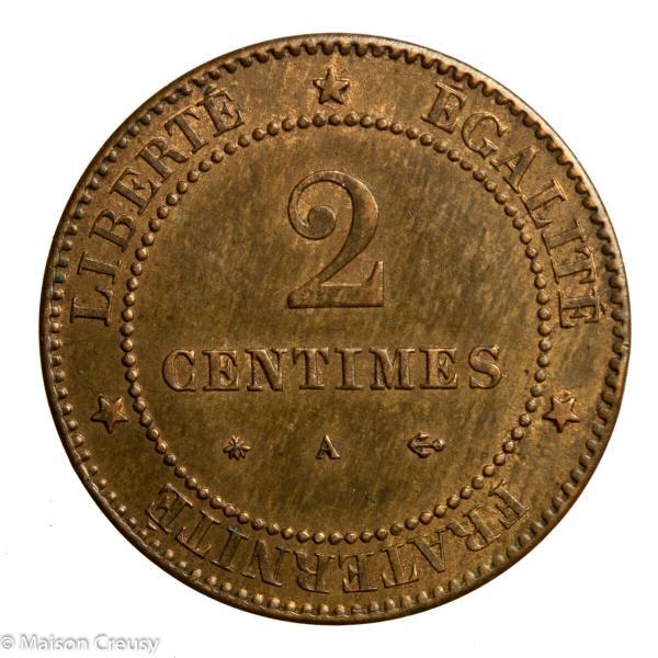 Third Republic 2 centimes Ceres 1877 Paris