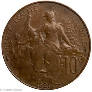 Third Republic 10 centimes 1921