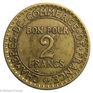 Third Republic 2 francs Chambre de Commerce 1927