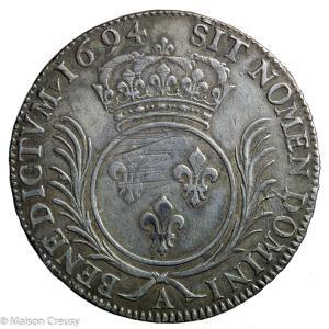 Louis XIV écu aux palmes 1694 Paris flan neuf
