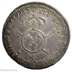 Louis XIV demi écu aux Insignes 1702 Montpellier réformation