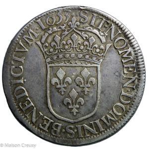 Louis XIV écu à la mèche longue 1653 Troyes