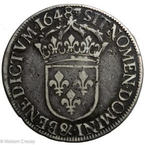 Louis XIV Ecu à la mèche longue 1648 Aix