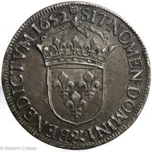 Louis XIV Ecu à la mèche longue 1652 Aix