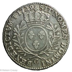 Louis XV demi écu aux branches d’olivier 1729 Caen