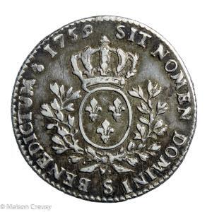 Louis XV 1/5 d’écu au bandeau 1759 Reims