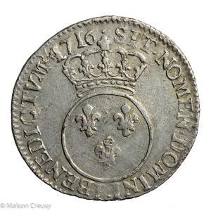 Louis XV 1/10 d’écu vertugadin 1716 Dijon