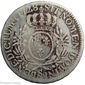 Louis XV écu aux branches d’olivier 1728 Reims
