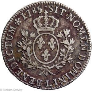 Louis XVI écu aux branches d’olivier 1785 Bayonne