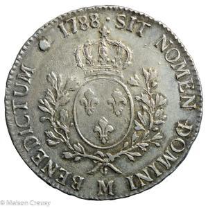 Louis XVI écu aux branches d’olivier 1788 Toulouse
