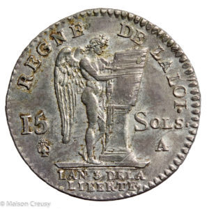 Constitution 15 sols 1791 Paris héron sous le buste
