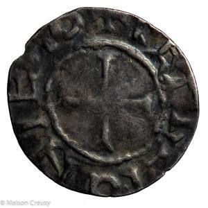 CAROLINGIANS Charles le Chauve (the Bald) As Charles II King of West Francia AR denier Pierrepont mint