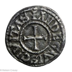 CAROLINGIANS Odo (Eudes) King of West Francia AR Denier Angers mint