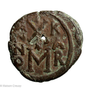 Justin II et Sophie follis frappé à Carthage année 10 troué