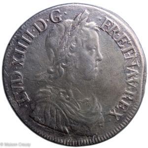Louis XIV écu à la mèche longue 1652 Dijon