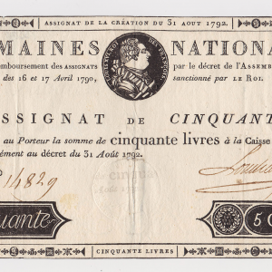 Assignat 50 livres 31 aout 1792