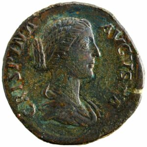 Crispina AE sestertius reverse LAETITIA