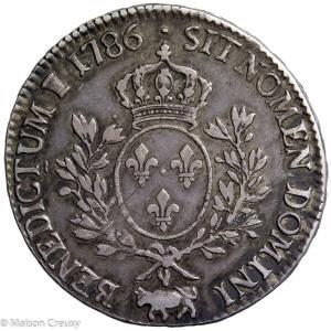 Louis XVI écu aux branches d’olivier du Béarn 1786 Pau