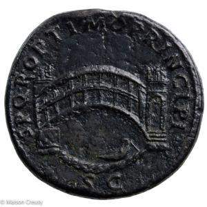 Trajan Sesterce revers pont sur le Danube