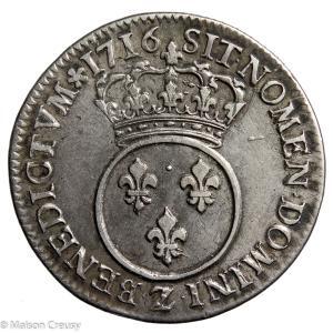 Louis XV quart d’écu Vertugadin 1716 Grenoble réformation