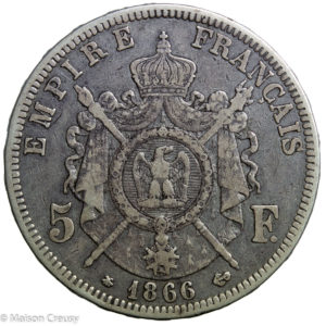 Napoleon III 5 francs 1866 Paris