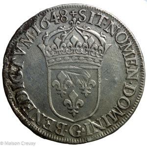 Louis XIV ecu à la mèche longue 1648 Poitiers