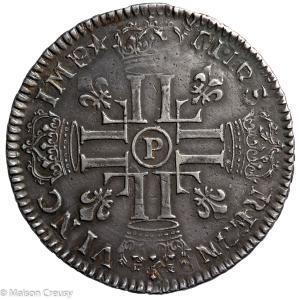 Louis XIV écu aux 8L 1er type 1692 Dijon