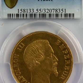 Napoléon III 100 francs or 1857 Paris PCGS AU55