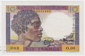 Djibouti 10 francs type 1946 SPECIMEN