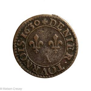 Louis XIII denier tournois 1630 Paris