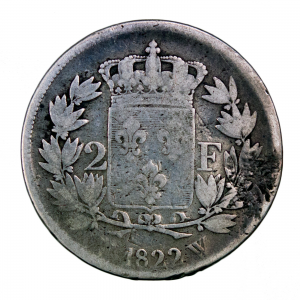 Louis XVIII AR 2 francs 1822 Lille