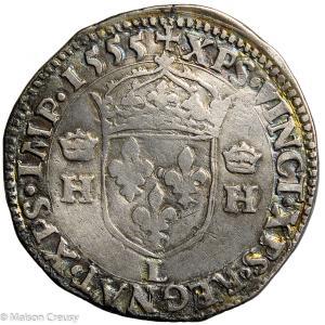 Henri II teston à la tête couronné 1555 Bayonne