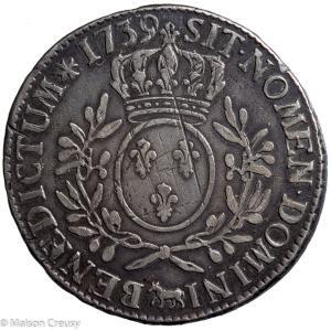 Louis XV écu du Béarn aux branches d’olivier 1739 Pau