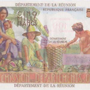 La Reunion 5000 francs surchargé 100 NF