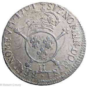 Louis XIV Ecu aux insignes 1701 La Rochelle réformation