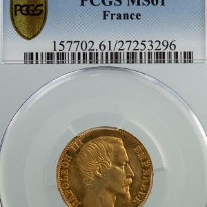 Napoléon III 20 francs or 1858 Paris PCGS MS61