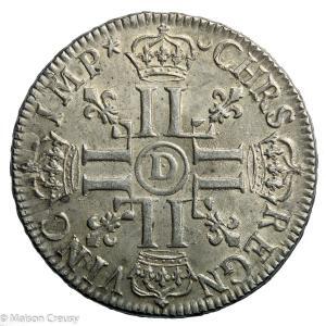 Louis XIV Ecu aux 8L 1er type 1690 Lyon réformation