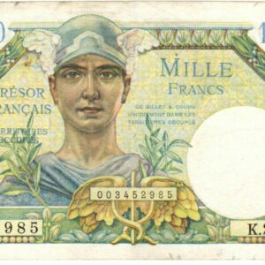 Tresor Francais 1000 francs 1947 pour les territoires occupés