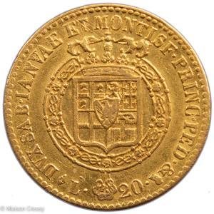 Italie Sardaigne Victor Emanuel 20 lire 1819