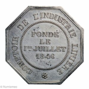 Jeton comptoir de l'industrie liniere fondé en 1846